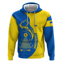 Ukraine Christmas Hoodie with Howling Wolf Sunflower Tree and Traditional Ornament Design - Wonder Print Shop