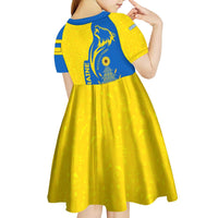 Ukraine Christmas Kid Short Sleeve Dress with Howling Wolf Sunflower Tree and Traditional Ornament Design - Wonder Print Shop