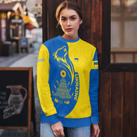 Ukraine Christmas Ugly Christmas Sweater with Howling Wolf Sunflower Tree and Traditional Ornament Design - Wonder Print Shop