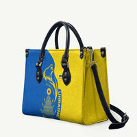 Ukraine Christmas Leather Bag with Howling Wolf Sunflower Tree and Traditional Ornament Design - Wonder Print Shop