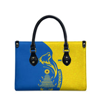 Ukraine Christmas Leather Bag with Howling Wolf Sunflower Tree and Traditional Ornament Design - Wonder Print Shop