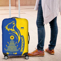 Ukraine Christmas Luggage Cover with Howling Wolf Sunflower Tree and Traditional Ornament Design - Wonder Print Shop