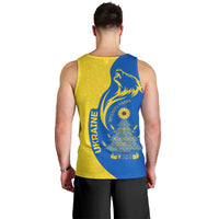 Ukraine Christmas Men Tank Top with Howling Wolf Sunflower Tree and Traditional Ornament Design - Wonder Print Shop