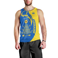 Ukraine Christmas Men Tank Top with Howling Wolf Sunflower Tree and Traditional Ornament Design - Wonder Print Shop