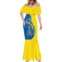 Ukraine Christmas Mermaid Dress with Howling Wolf Sunflower Tree and Traditional Ornament Design - Wonder Print Shop