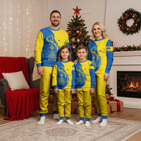 Ukraine Christmas Pajama Set with Howling Wolf Sunflower Tree and Traditional Ornament Design - Wonder Print Shop