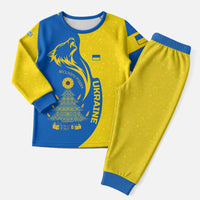 Ukraine Christmas Pajama Set with Howling Wolf Sunflower Tree and Traditional Ornament Design - Wonder Print Shop