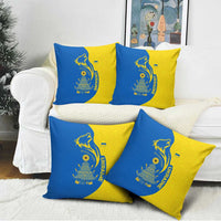 Ukraine Christmas Pillow Cover with Howling Wolf Sunflower Tree and Traditional Ornament Design - Wonder Print Shop