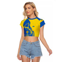 Ukraine Christmas Raglan Cropped T Shirt with Howling Wolf Sunflower Tree and Traditional Ornament Design - Wonder Print Shop