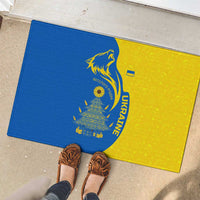 Ukraine Christmas Rubber Doormat with Howling Wolf Sunflower Tree and Traditional Ornament Design - Wonder Print Shop