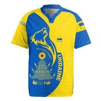 Ukraine Christmas Rugby Jersey with Howling Wolf Sunflower Tree and Traditional Ornament Design - Wonder Print Shop