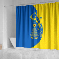 Ukraine Christmas Shower Curtain with Howling Wolf Sunflower Tree and Traditional Ornament Design - Wonder Print Shop