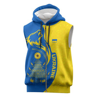 Ukraine Christmas Sleeveless Zip Hoodie with Howling Wolf Sunflower Tree and Traditional Ornament Design - Wonder Print Shop