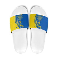 Ukraine Christmas Slide Sandals with Howling Wolf Sunflower Tree and Traditional Ornament Design - Wonder Print Shop