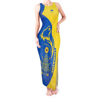 Ukraine Christmas Tank Maxi Dress with Howling Wolf Sunflower Tree and Traditional Ornament Design - Wonder Print Shop