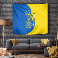 Ukraine Christmas Tapestry with Howling Wolf Sunflower Tree and Traditional Ornament Design - Wonder Print Shop