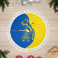 Ukraine Christmas Tree Skirt with Howling Wolf Sunflower Tree and Traditional Ornament Design - Wonder Print Shop