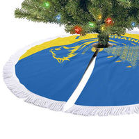 Ukraine Christmas Tree Skirt with Howling Wolf Sunflower Tree and Traditional Ornament Design - Wonder Print Shop