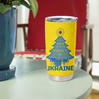 Ukraine Christmas Tumbler Cup with Howling Wolf Sunflower Tree and Traditional Ornament Design - Wonder Print Shop