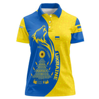 Ukraine Christmas Women Polo Shirt with Howling Wolf Sunflower Tree and Traditional Ornament Design - Wonder Print Shop