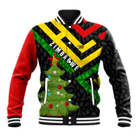 Zimbabwe Christmas Baseball Jacket with Flag Colors Xmas Tree and Holiday - Wonder Print Shop