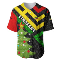 Zimbabwe Christmas Baseball Jersey with Flag Colors Xmas Tree and Holiday - Wonder Print Shop