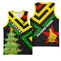 Zimbabwe Christmas Basketball Jersey with Flag Colors Xmas Tree and Holiday - Wonder Print Shop