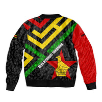 Zimbabwe Christmas Bomber Jacket with Flag Colors Xmas Tree and Holiday - Wonder Print Shop