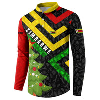 Zimbabwe Christmas Button Sweatshirt with Flag Colors Xmas Tree and Holiday - Wonder Print Shop