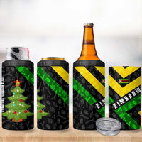 Zimbabwe Christmas 4 in 1 Can Cooler Tumbler with Flag Colors Xmas Tree and Holiday - Wonder Print Shop
