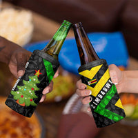 Zimbabwe Christmas 4 in 1 Can Cooler Tumbler with Flag Colors Xmas Tree and Holiday - Wonder Print Shop
