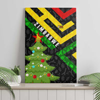Zimbabwe Christmas Canvas Wall Art with Flag Colors Xmas Tree and Holiday - Wonder Print Shop