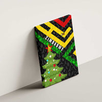 Zimbabwe Christmas Canvas Wall Art with Flag Colors Xmas Tree and Holiday - Wonder Print Shop