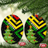 Zimbabwe Christmas Ceramic Ornament with Flag Colors Xmas Tree and Holiday - Wonder Print Shop