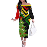 Zimbabwe Christmas Family Matching Off The Shoulder Long Sleeve Dress and Hawaiian Shirt with Flag Colors Xmas Tree and Holiday - Wonder Print Shop