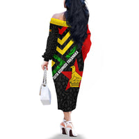 Zimbabwe Christmas Family Matching Off The Shoulder Long Sleeve Dress and Hawaiian Shirt with Flag Colors Xmas Tree and Holiday - Wonder Print Shop