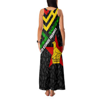 Zimbabwe Christmas Family Matching Tank Maxi Dress and Hawaiian Shirt with Flag Colors Xmas Tree and Holiday - Wonder Print Shop