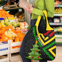 Zimbabwe Christmas Grocery Bag with Flag Colors Xmas Tree and Holiday - Wonder Print Shop