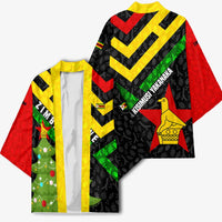 Zimbabwe Christmas Kimono with Flag Colors Xmas Tree and Holiday - Wonder Print Shop