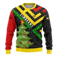 Zimbabwe Christmas Ugly Christmas Sweater with Flag Colors Xmas Tree and Holiday - Wonder Print Shop