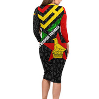 Zimbabwe Christmas Long Sleeve Bodycon Dress with Flag Colors Xmas Tree and Holiday - Wonder Print Shop
