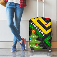 Zimbabwe Christmas Luggage Cover with Flag Colors Xmas Tree and Holiday - Wonder Print Shop