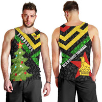 Zimbabwe Christmas Men Tank Top with Flag Colors Xmas Tree and Holiday - Wonder Print Shop