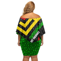Zimbabwe Christmas Off Shoulder Short Dress with Flag Colors Xmas Tree and Holiday - Wonder Print Shop