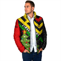 Zimbabwe Christmas Padded Jacket with Flag Colors Xmas Tree and Holiday - Wonder Print Shop