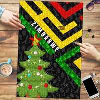 Zimbabwe Christmas Puzzle with Flag Colors Xmas Tree and Holiday - Wonder Print Shop