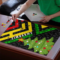 Zimbabwe Christmas Puzzle with Flag Colors Xmas Tree and Holiday - Wonder Print Shop