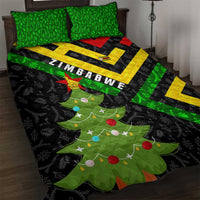 Zimbabwe Christmas Quilt Bed Set with Flag Colors Xmas Tree and Holiday - Wonder Print Shop