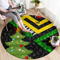 Zimbabwe Christmas Round Carpet with Flag Colors Xmas Tree and Holiday - Wonder Print Shop