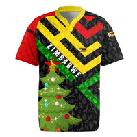 Zimbabwe Christmas Rugby Jersey with Flag Colors Xmas Tree and Holiday - Wonder Print Shop